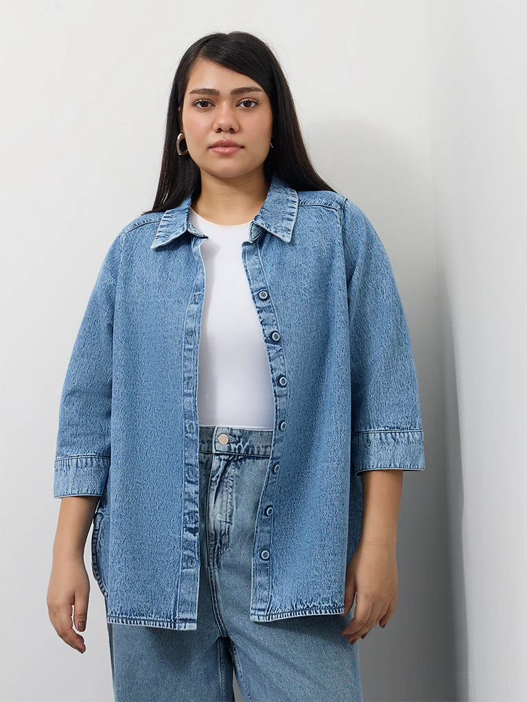 Gia Blue Denim Acid Wash Shirt