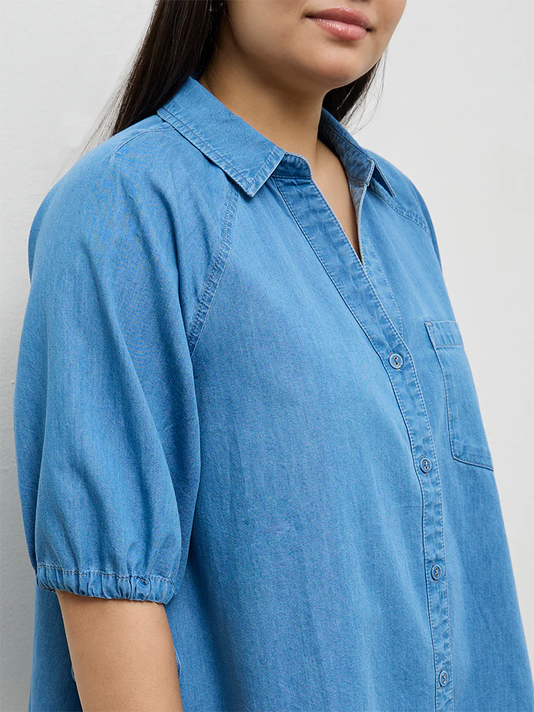 Gia Blue Denim Blouse - Image 3