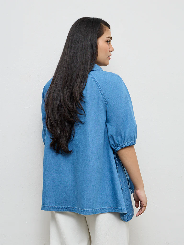 Gia Blue Denim Blouse - Image 4