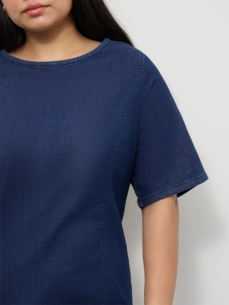 Gia Blue Denim Dark Wash Straight Dress - Image 3