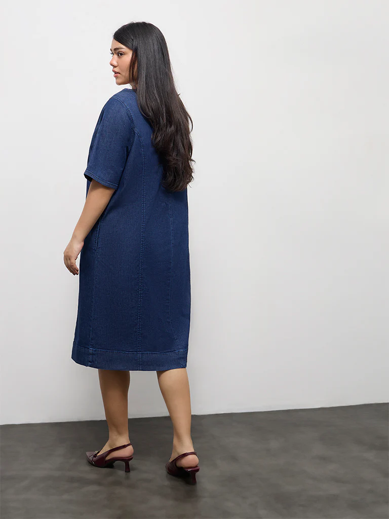Gia Blue Denim Dark Wash Straight Dress - Image 4