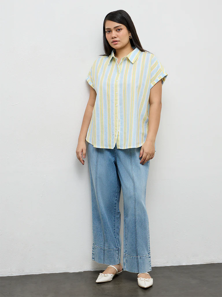 Gia Blue Faded High-Rise Relaxed Fit Jeans