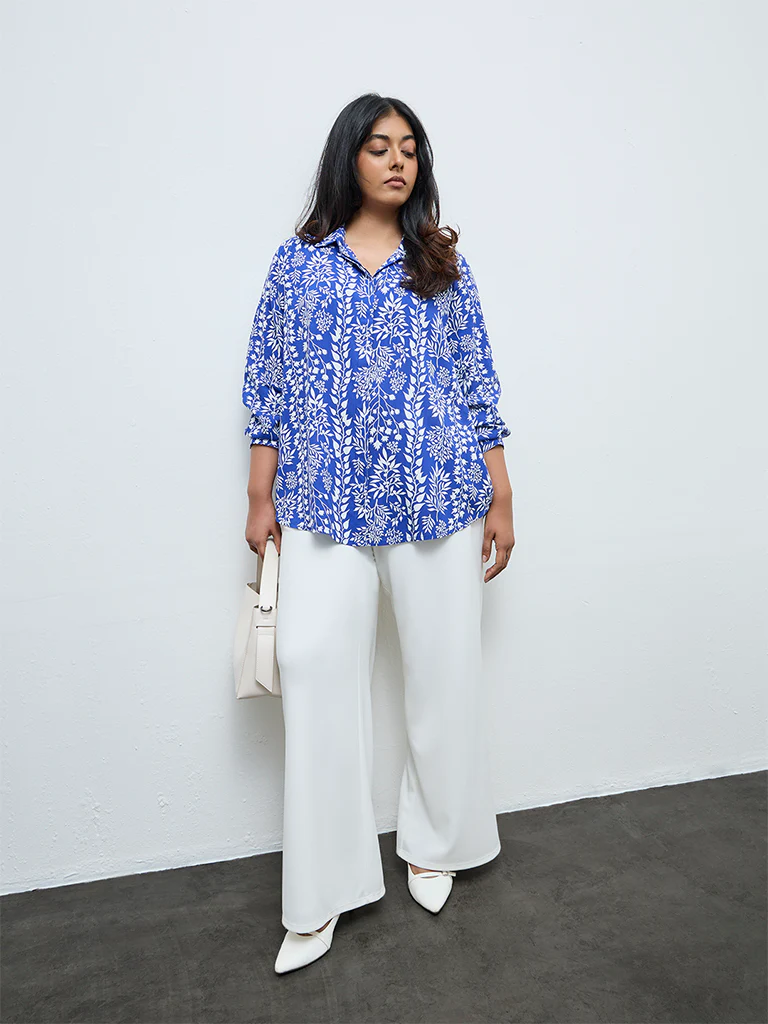Gia Blue Floral Printed Blouse