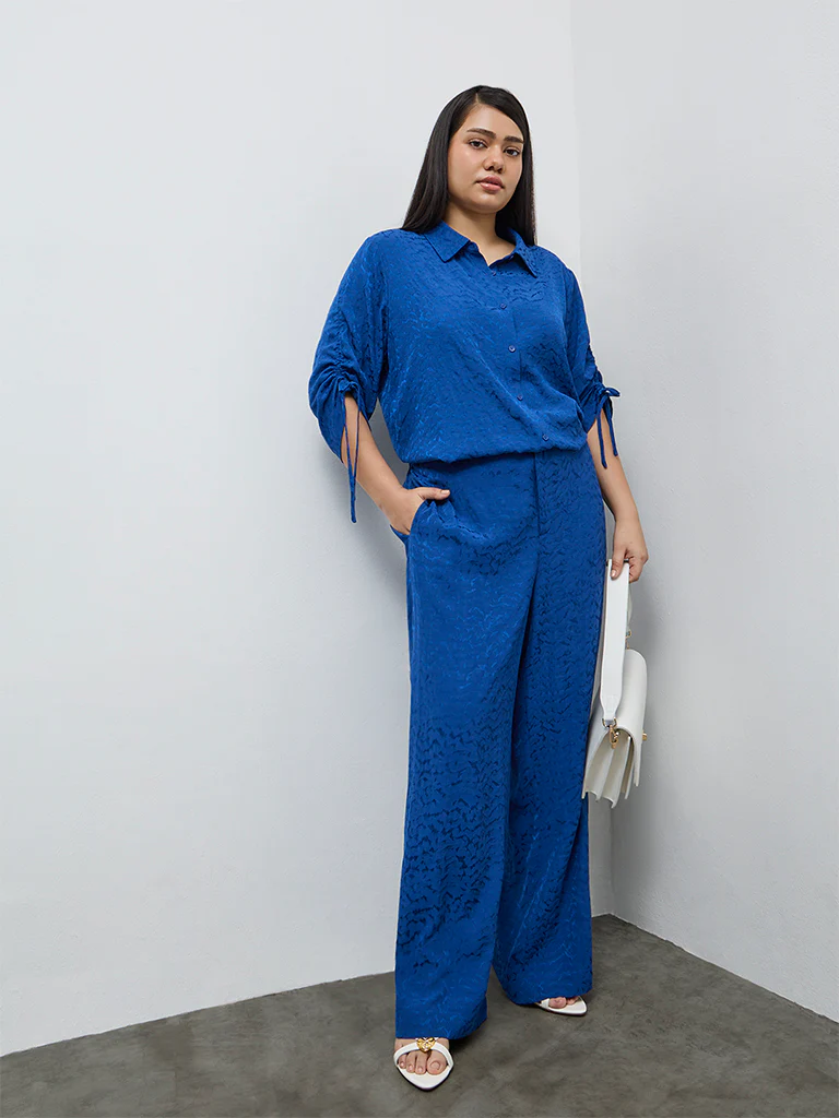 Gia Blue Self-Textured Blouse - Image 2