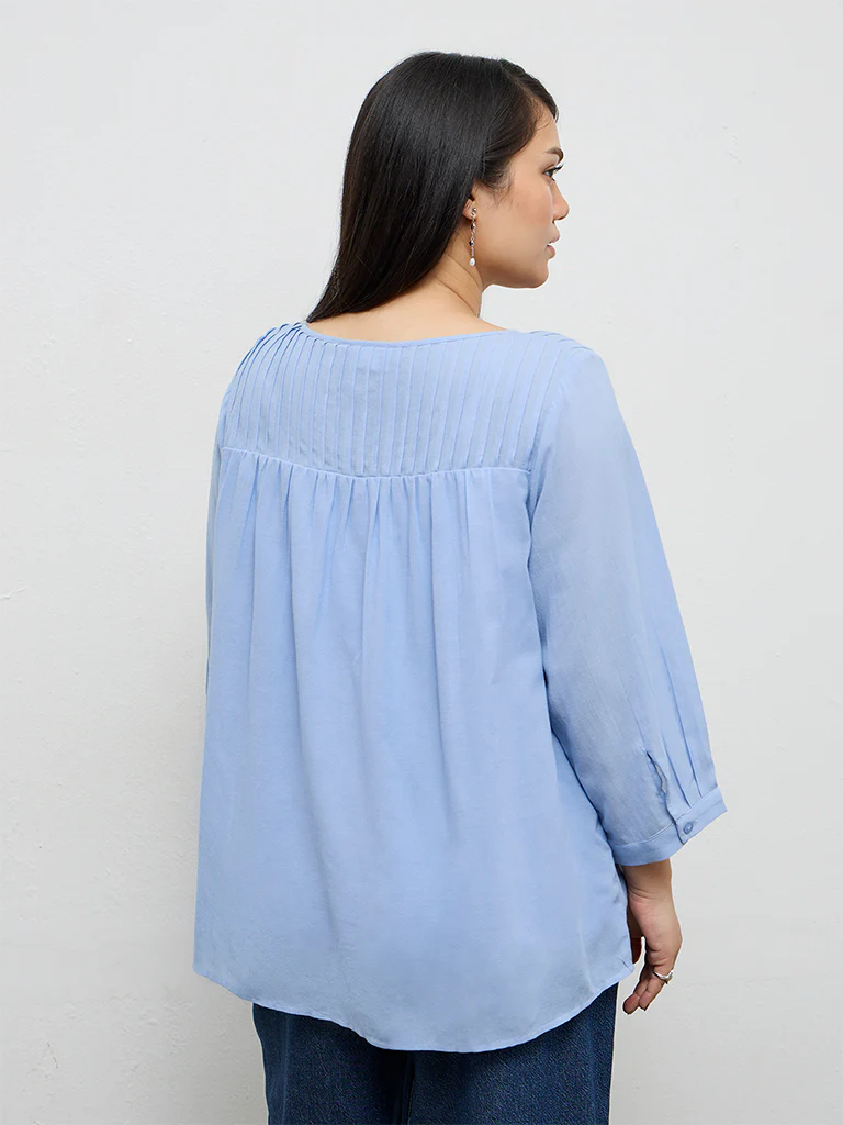 Gia Blue Solid Top - Image 4