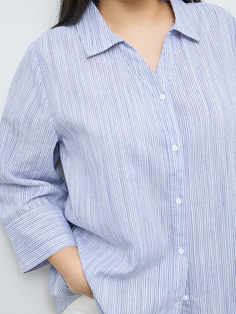 Gia Blue Striped Shirt - Image 3