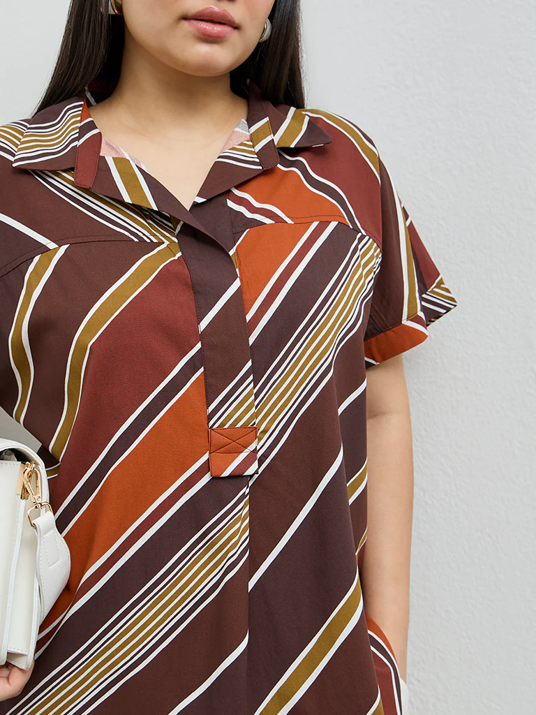 Gia Brown Striped Blouse - Image 3