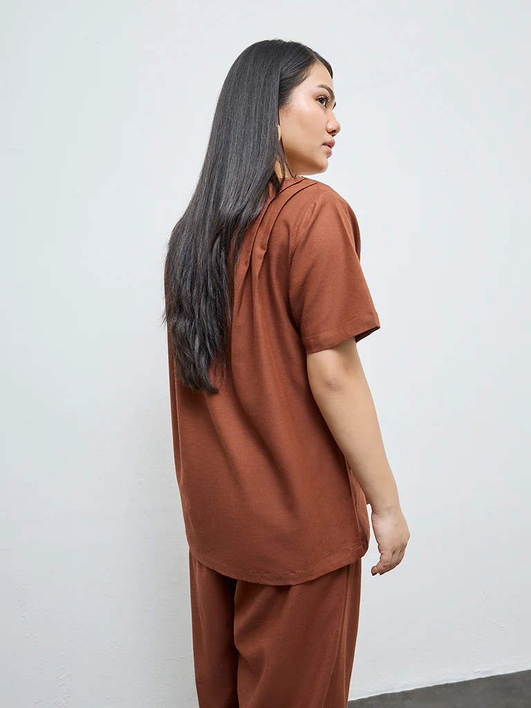 Gia Brown Stud-Detailed Blouse - Image 4