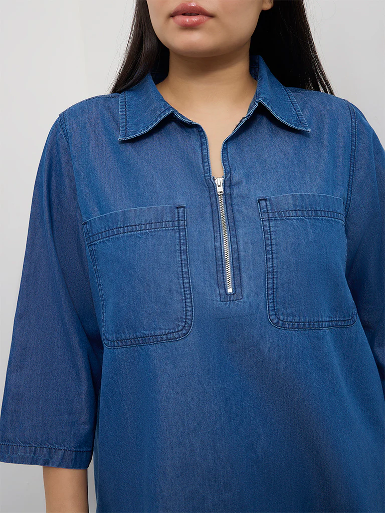 Gia Blue Denim Blouse - Image 3