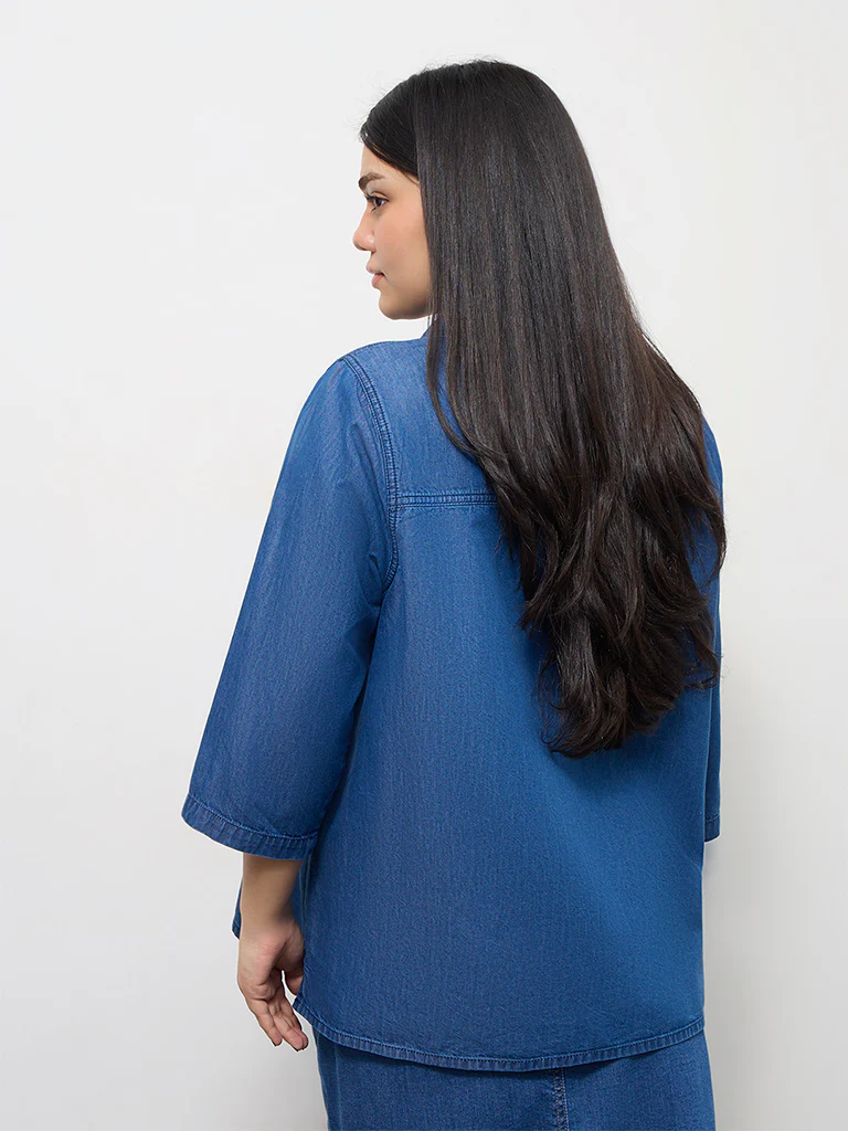 Gia Blue Denim Blouse - Image 4