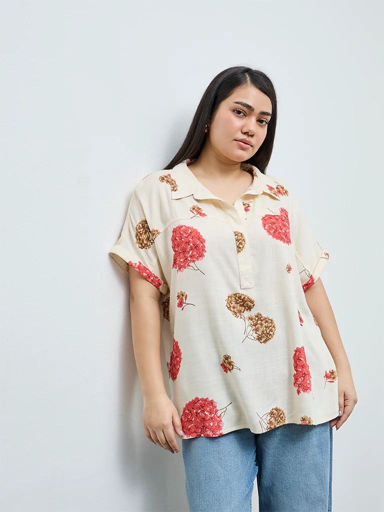 Gia Cream Floral Printed Blouse