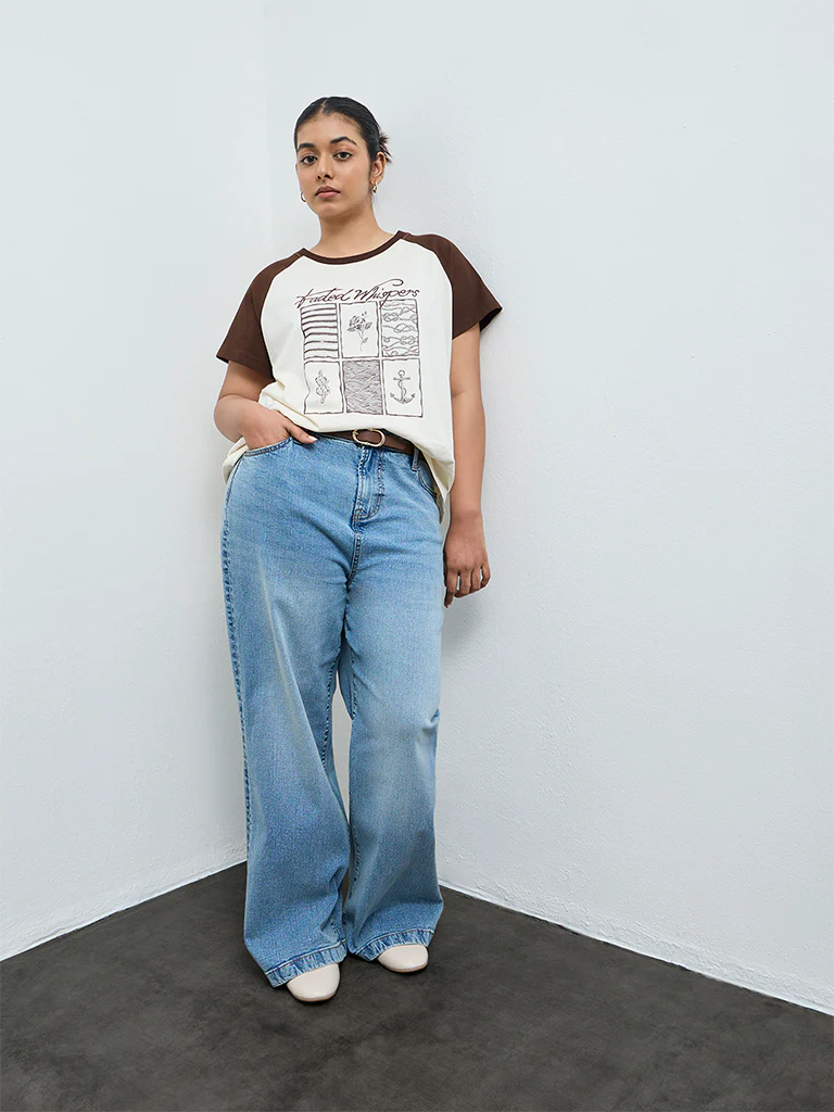 Gia Cream Graphic Printed Cotton T-Shirt - Image 2