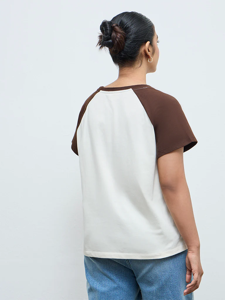 Gia Cream Graphic Printed Cotton T-Shirt - Image 4
