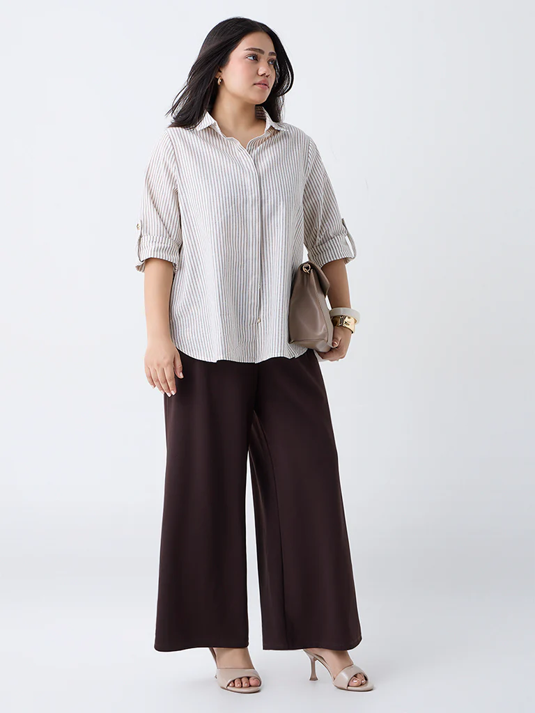 Gia Cream Striped Cotton-Blend Shirt - Image 2