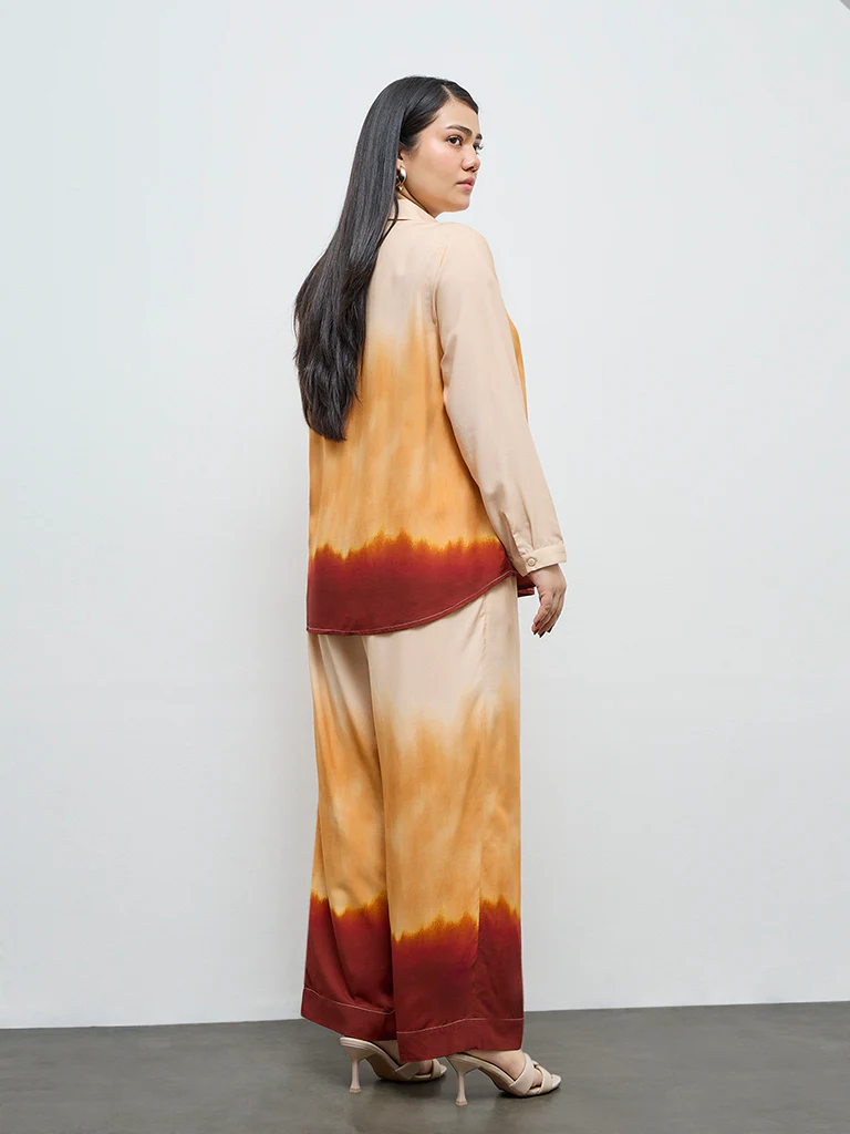 Gia Cream Tie-Dye High-Rise Pants - Image 4