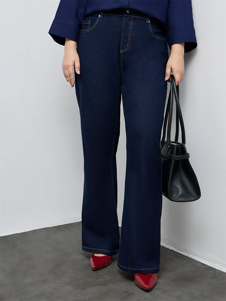 Gia Dark Blue High-Rise Bootcut Jeans - Image 2
