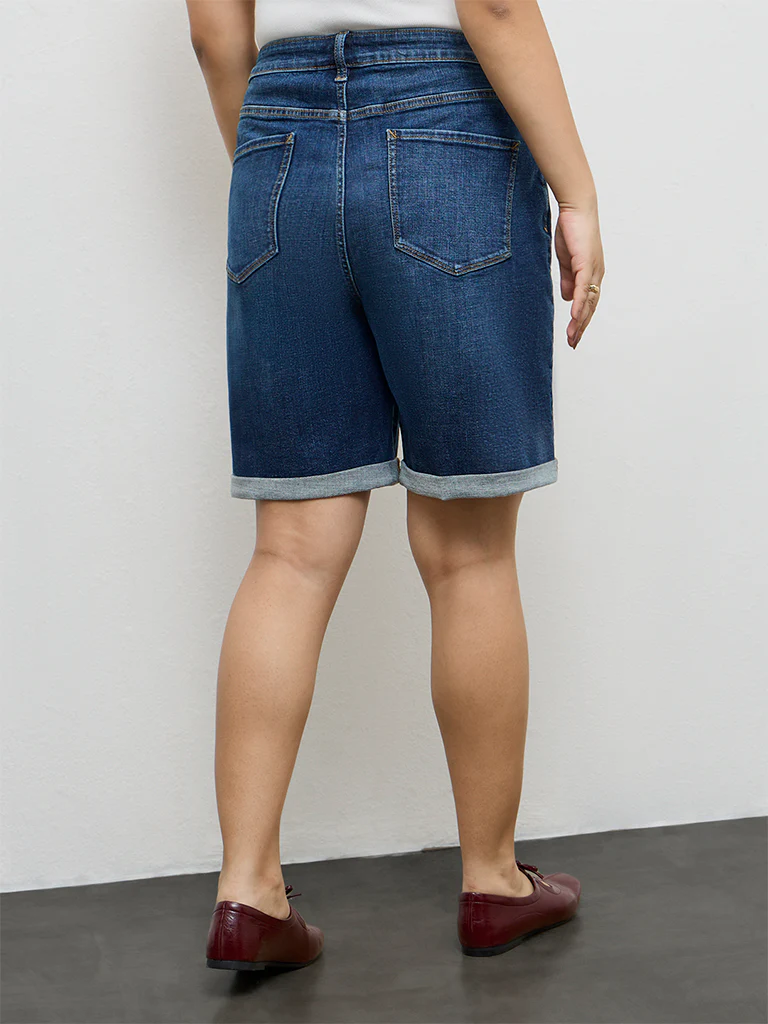 Gia Dark Blue High-Rise Denim Shorts - Image 4