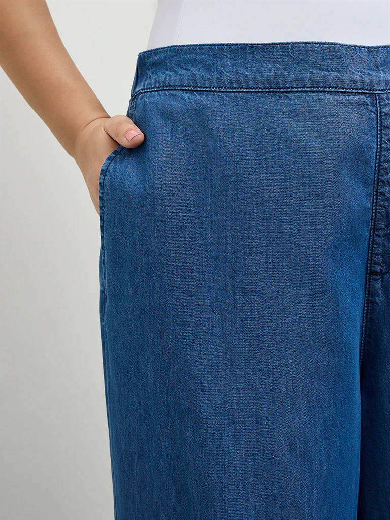 Gia Dark Blue High-Rise Denim Trousers - Image 3