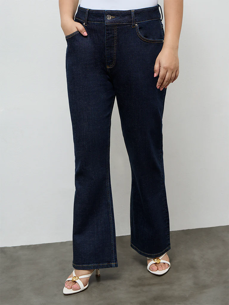 Gia Dark Blue High Rise Jeans - Image 2