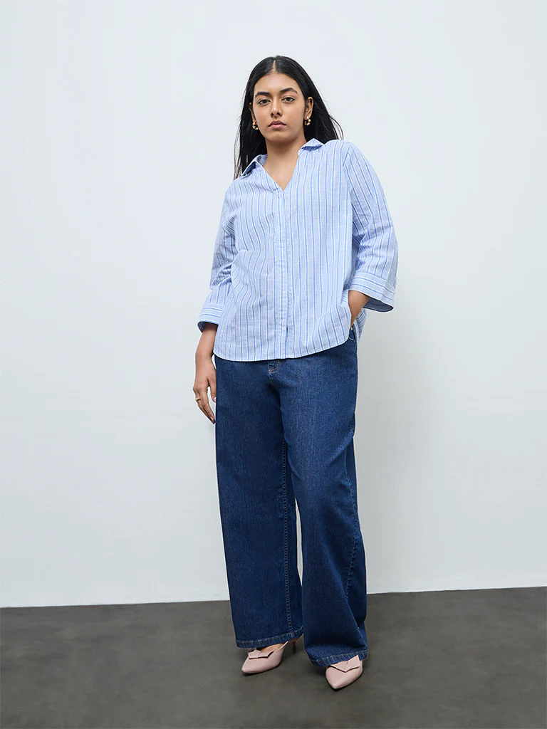 Gia Dark Blue Relaxed-Fit High-Rise Jeans