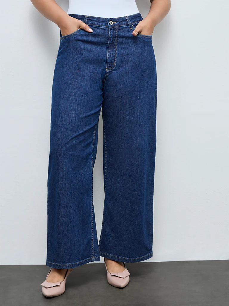 Gia Dark Blue Relaxed-Fit High-Rise Jeans - Image 2