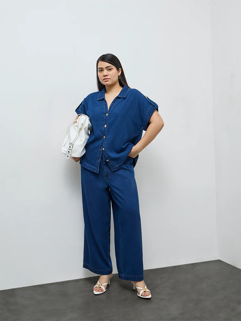 Gia Dark Blue Relaxed-Fit High-Rise Jeans
