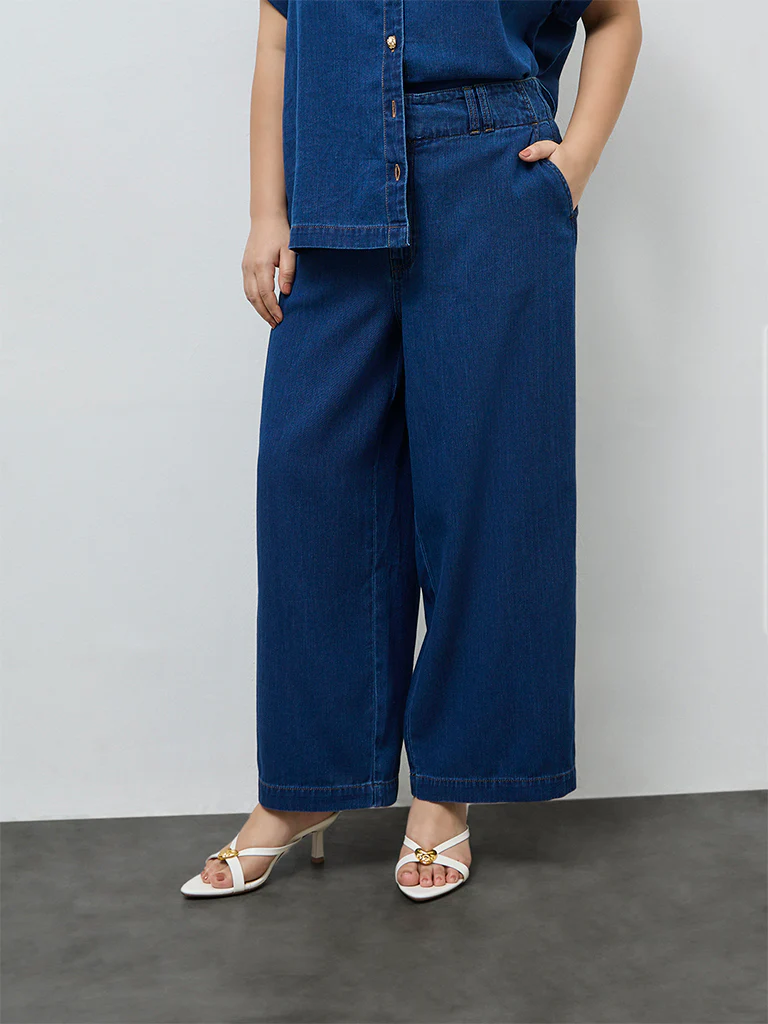 Gia Dark Blue Relaxed-Fit High-Rise Jeans - Image 2