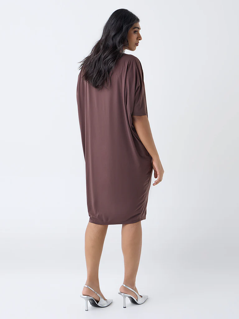 Gia Dark Brown Straight-Fit Dress - Image 4