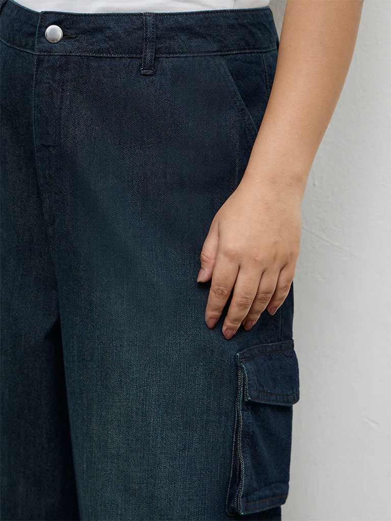 Gia Dark Green Cargo-Style High-Rise Jeans - Image 3