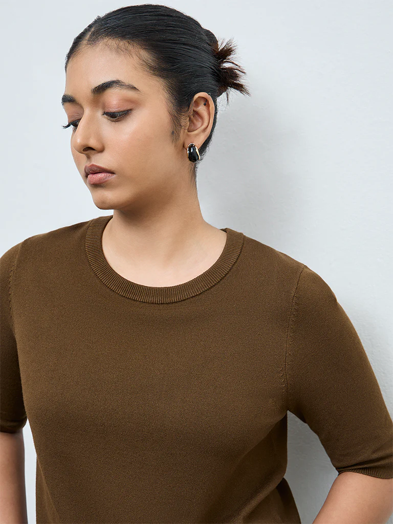 Gia Dark Olive Knit-Textured Sweater - Image 3