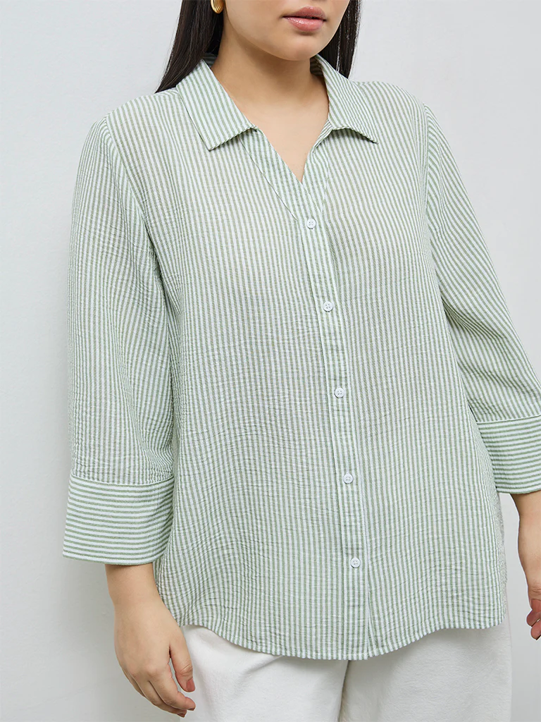 Gia Green Striped Shirt - Image 3