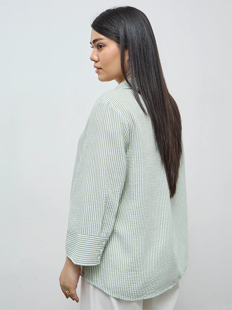 Gia Green Striped Shirt - Image 4