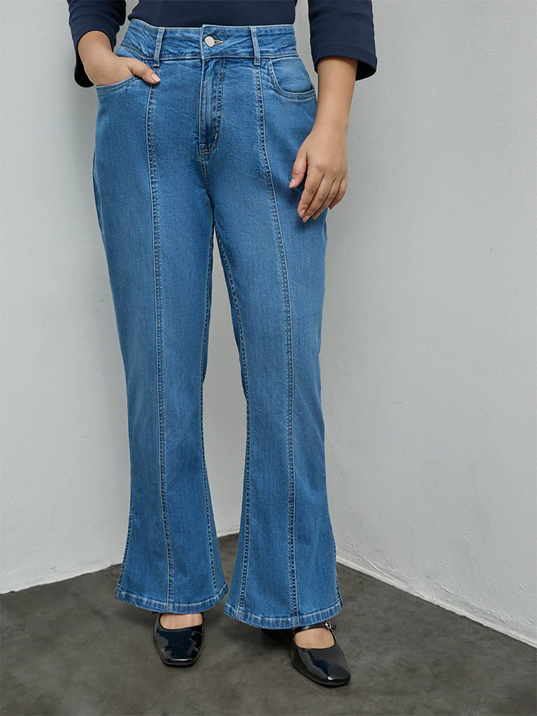 Gia Light Blue High-Rise Flared Jeans - Image 2