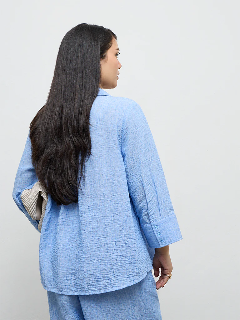 Gia Light Blue Textured Shirt - Image 4