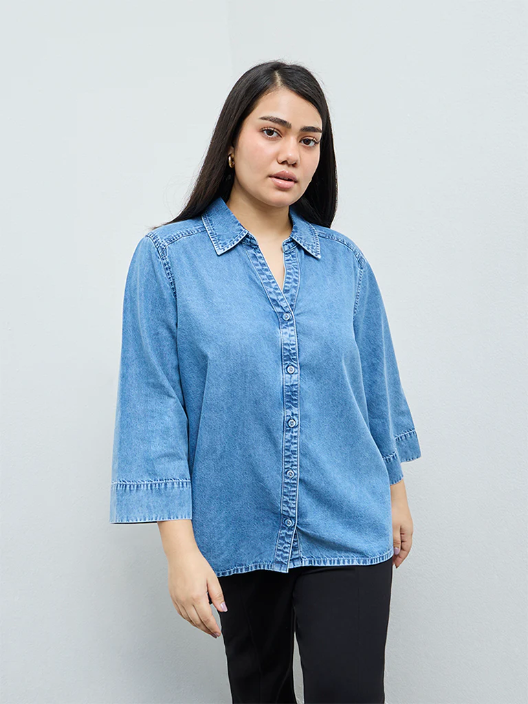 Gia Light Blue Washed Denim Shirt