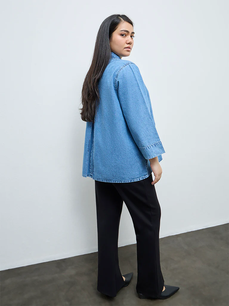 Gia Light Blue Washed Denim Shirt - Image 4