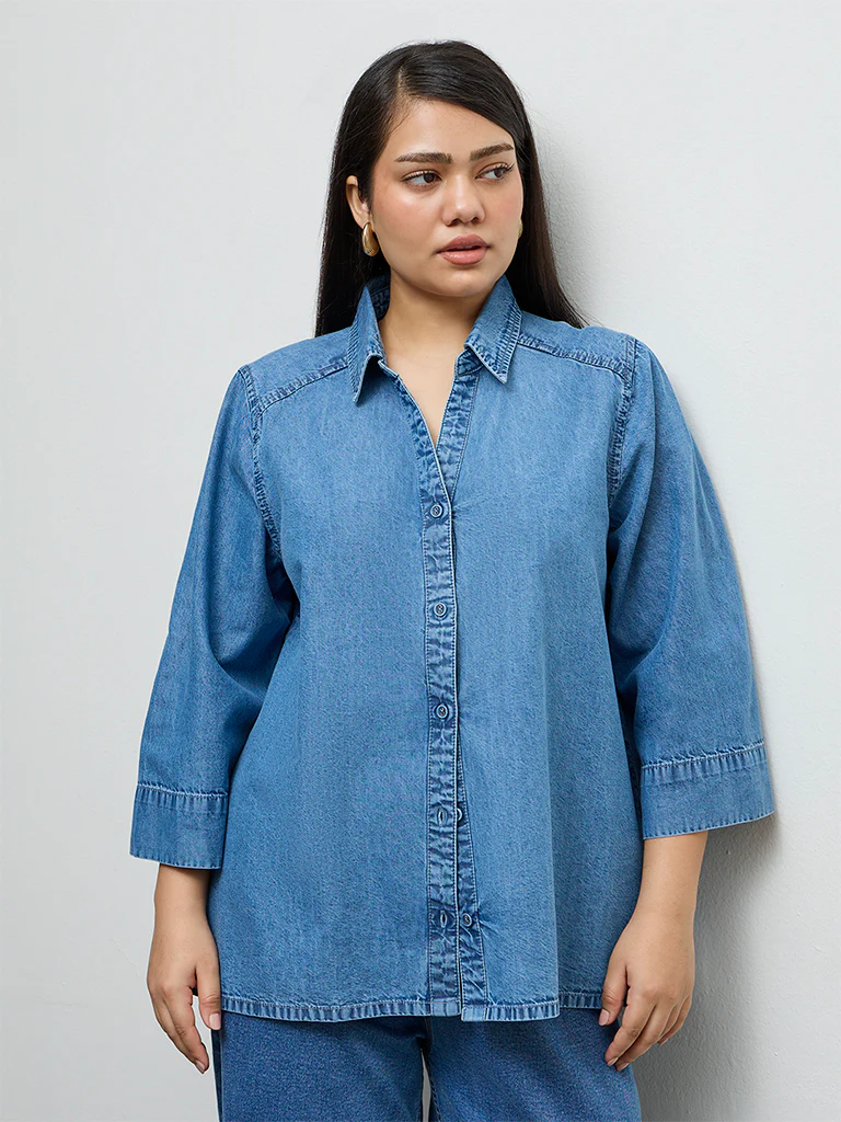 Gia Light Blue Washed Denim Shirt