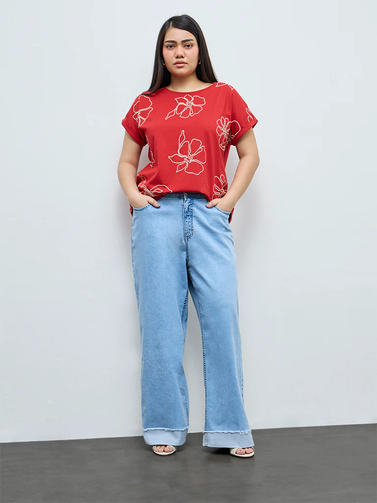 Gia Light Blue Washed High-Rise Jeans