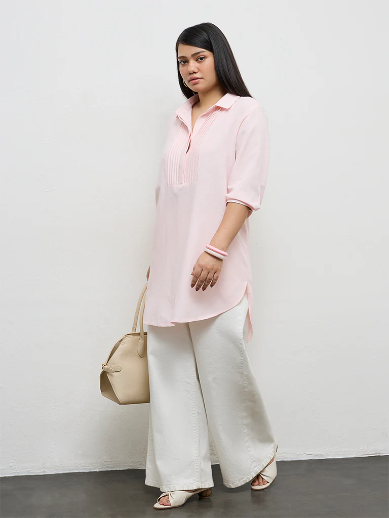 Gia Light Pink Pintuck Detailed Tunic - Image 2