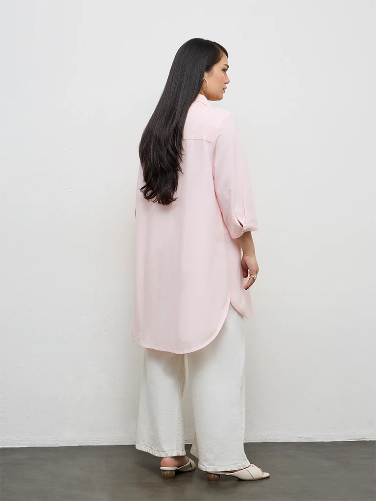 Gia Light Pink Pintuck Detailed Tunic - Image 4