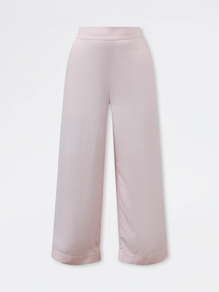 Gia Light Pink Solid High-Rise Cotton-Blend Trousers - Image 5