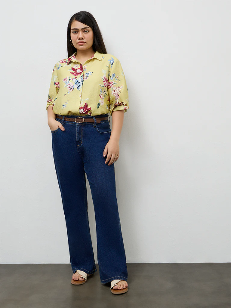 Gia Light Yellow Floral Printed Shirt