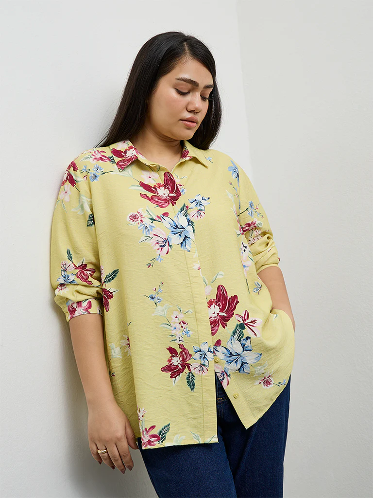 Gia Light Yellow Floral Printed Shirt - Image 2