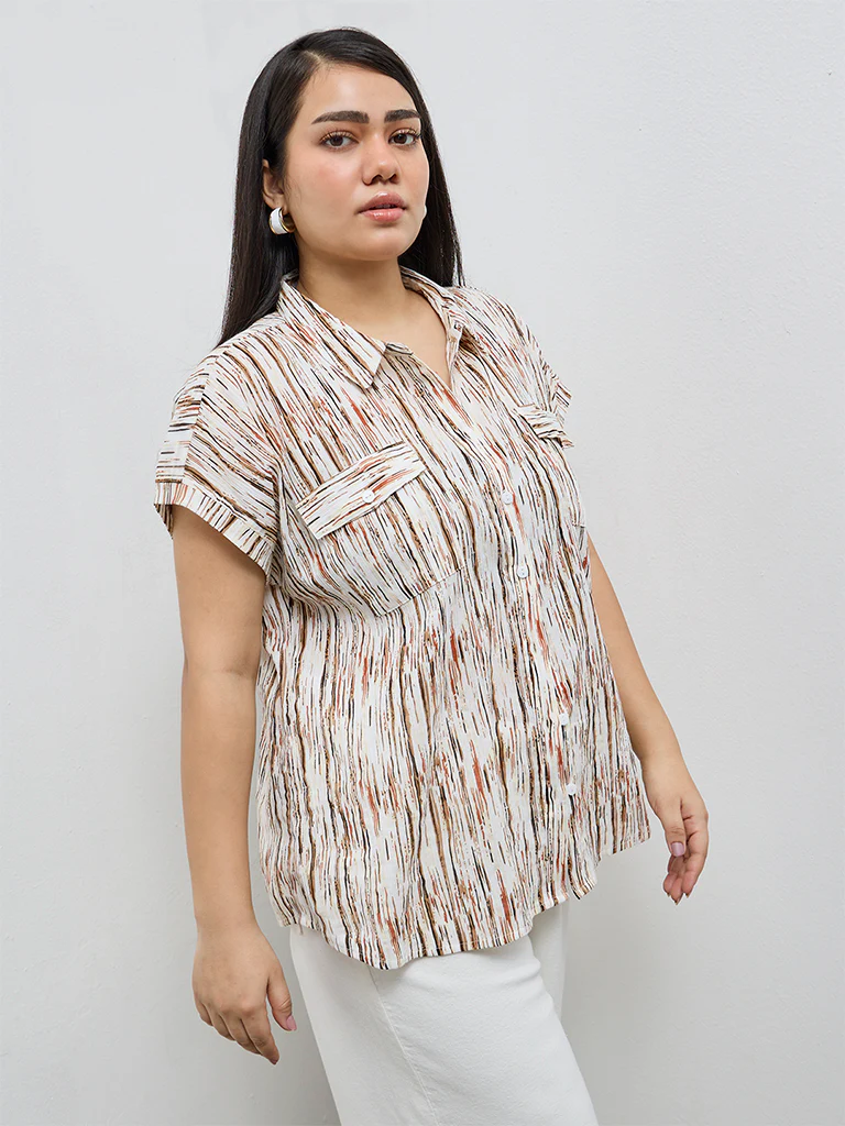Gia Multicolour Abstract Printed Cotton Shirt - Image 2