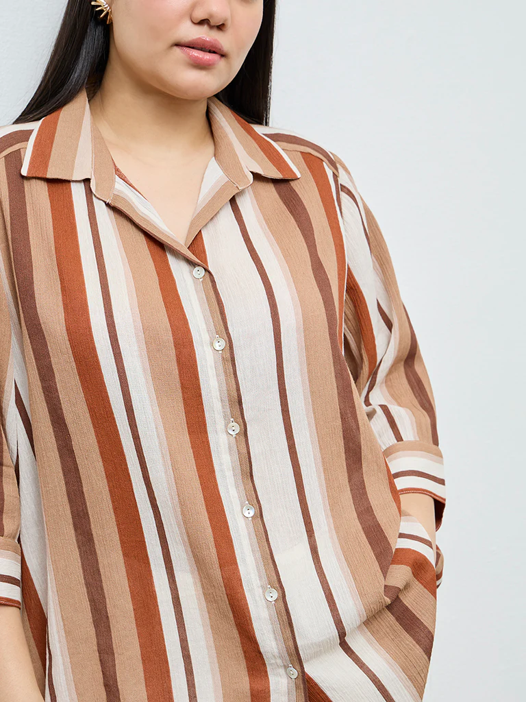 Gia Multicolour Striped Cotton Shirt - Image 3