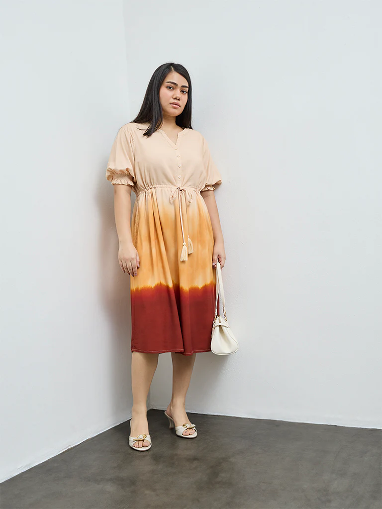 Gia Multicolour Tie-Dye Design A-Line Dress - Image 2