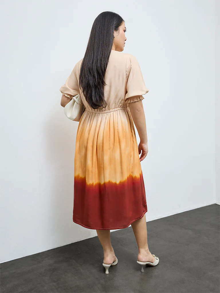Gia Multicolour Tie-Dye Design A-Line Dress - Image 4