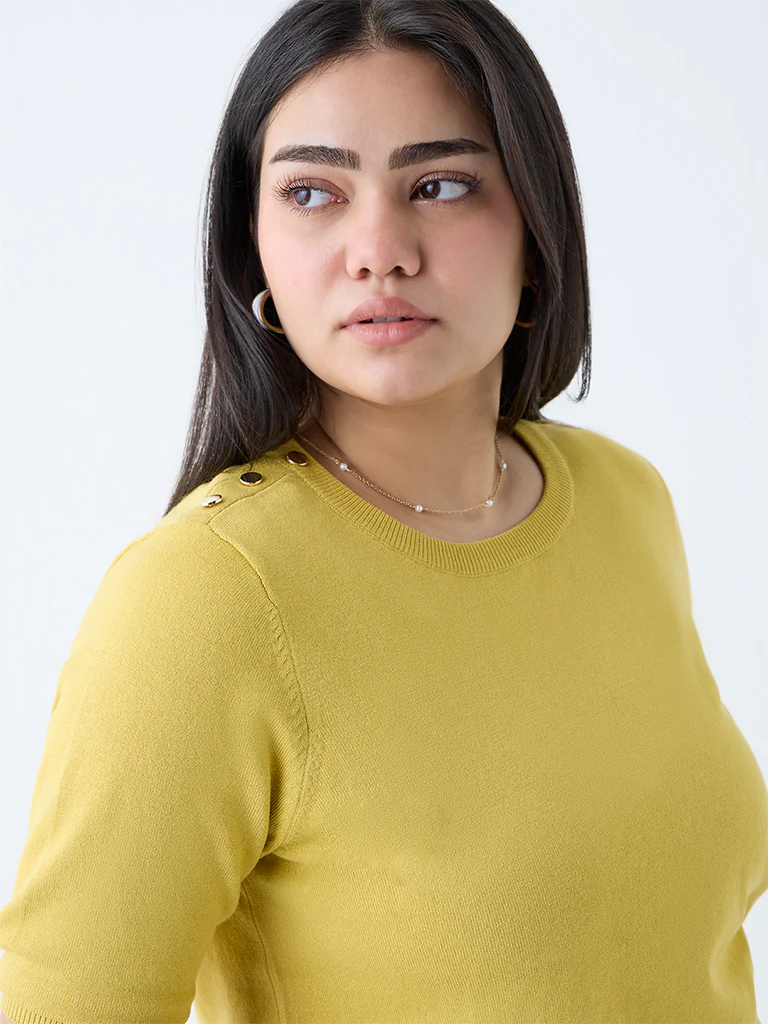 Gia Mustard Solid T-Shirt - Image 3