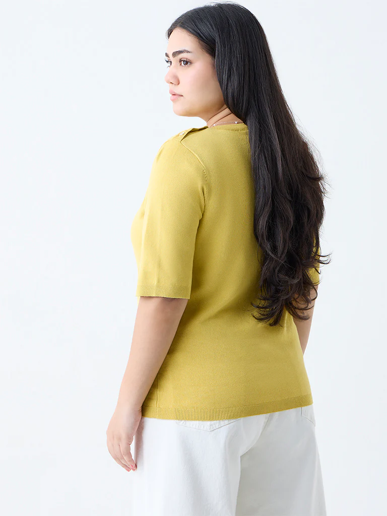 Gia Mustard Solid T-Shirt - Image 4