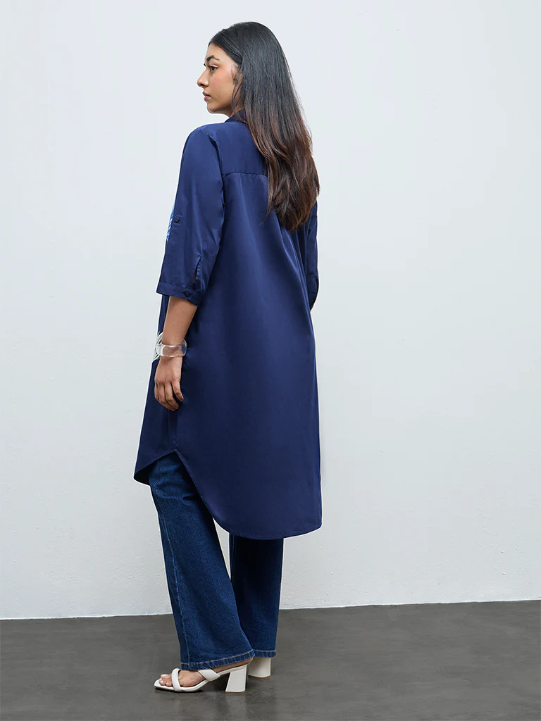Gia Navy Floral Cotton Tunic - Image 4
